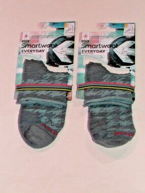 2 Pairs SmartWool Zero Cushion Hounds Tooth Ankle Socks Women's LG Pewter Blue